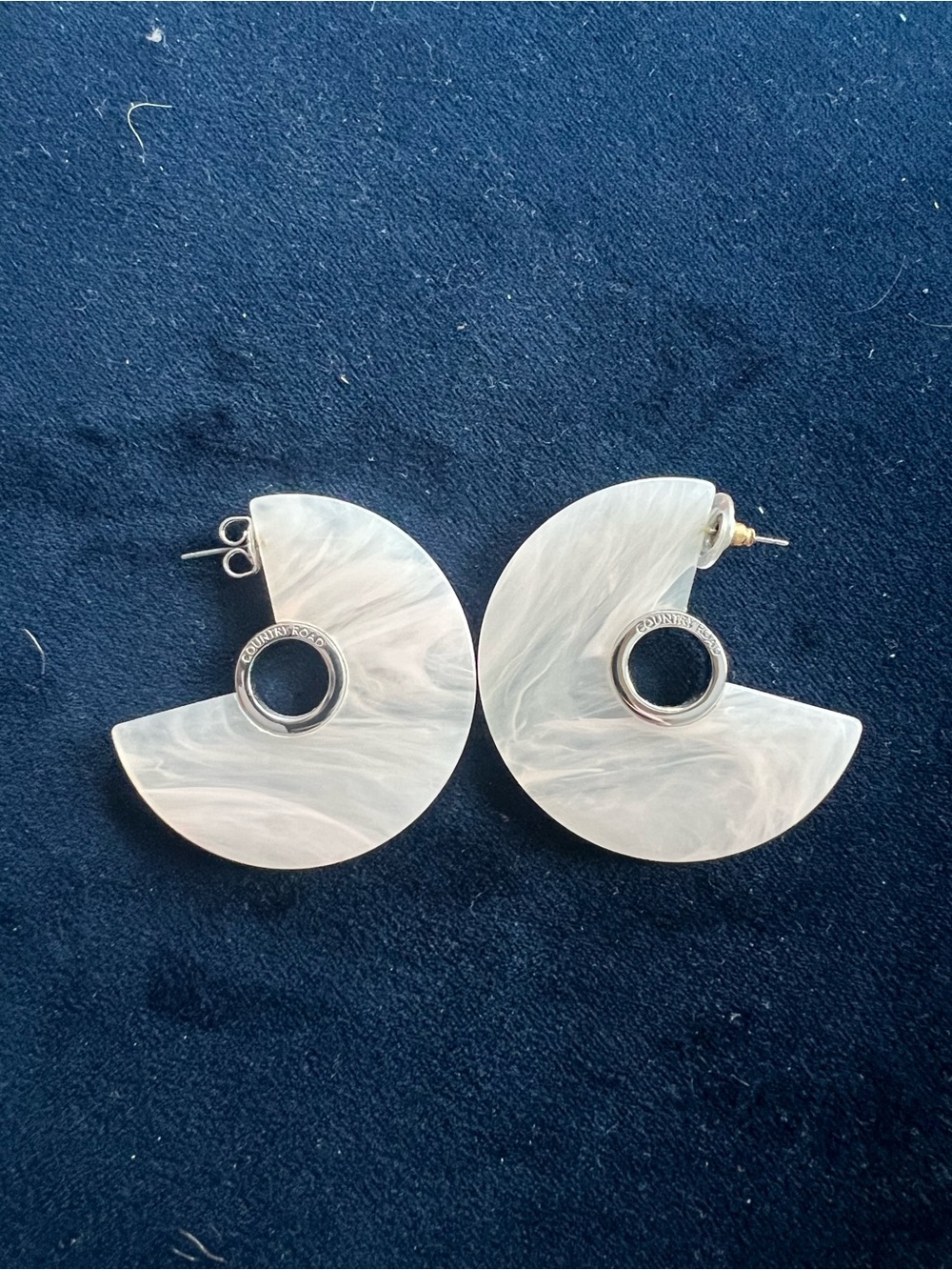 Country Road Marbled pink/White circular Earrings with Silver Accent